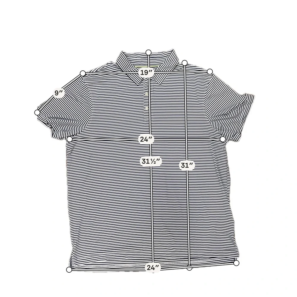 J. Crew Performance Mens XXL‎ Striped Polo Shirt Navy White Stretch Golf Preppy